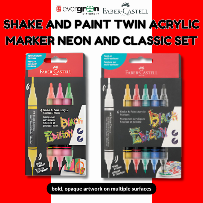 Faber Castell Black Edition Shake and Paint Twin Acrylic Marker Neon and Classic Sets stationery product image